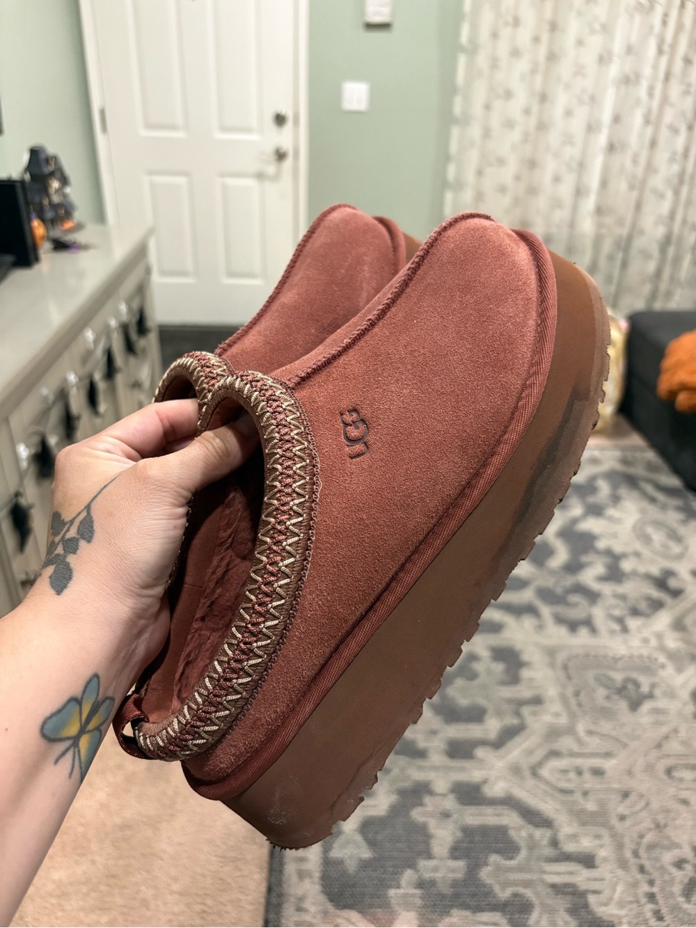UGG Women's Suede Platform Clog in Rusty Terracotta